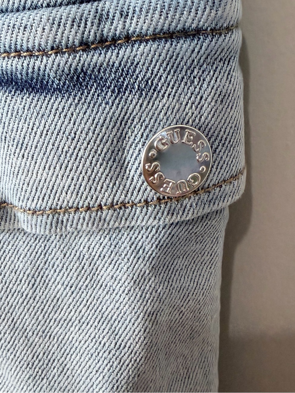 GUESS Y2K Acid Wash Denim Cargo Utility Mini Skirt Womens L - Picture 4 of 6